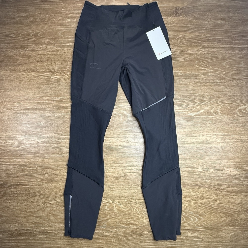 Lululemon SenseKnit Composite HR Run Tight 28"Black Leggings Women's 8 NWT